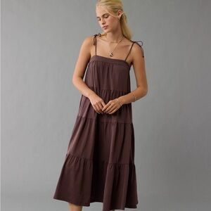 American Eagle Outfitters Brown Tiered Midi Dress